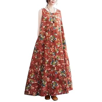 Amazon.co.jp: [LEDING HAPPY] リネンワンピース リゾート 花柄